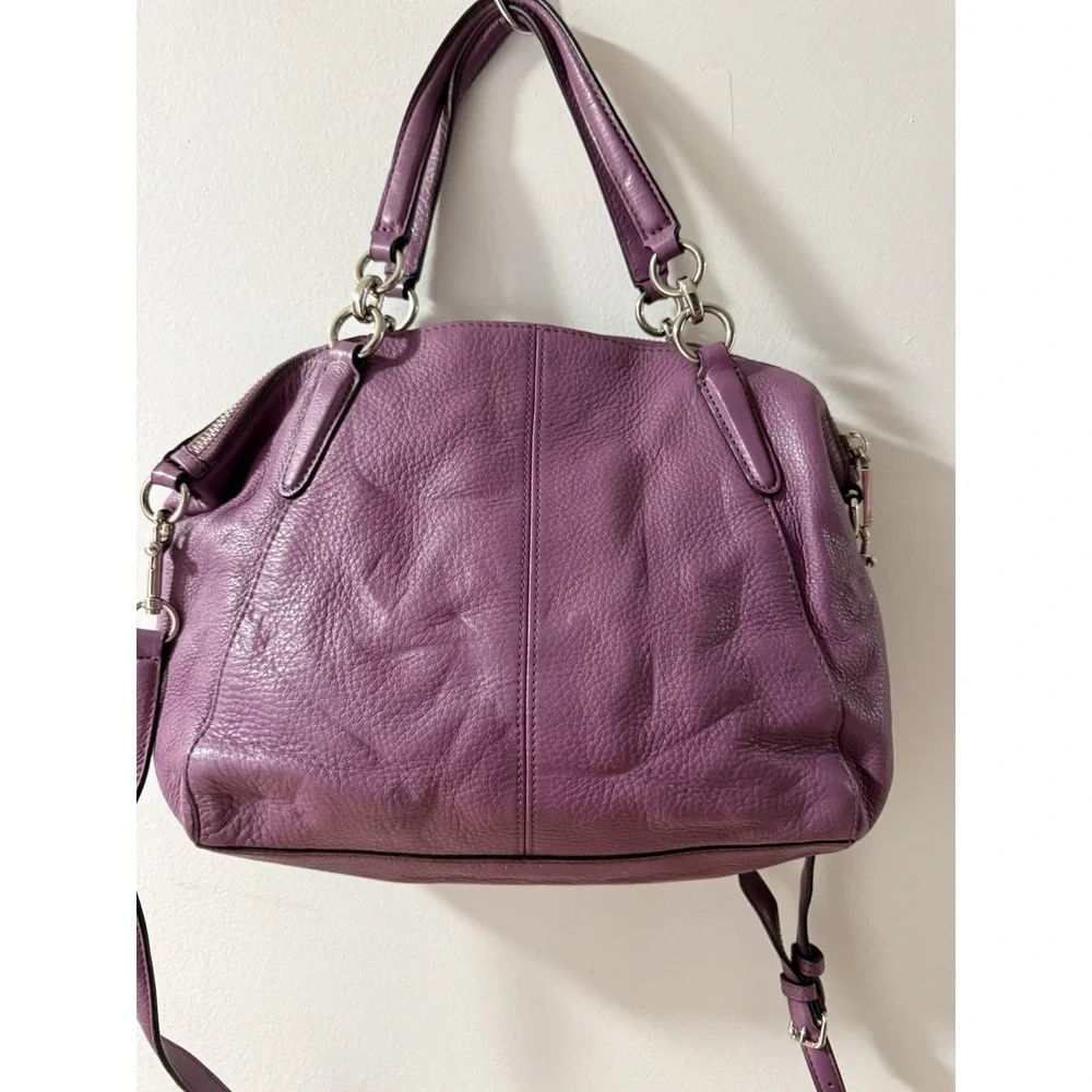 COACH Kelsey Purple  Crossbody Satchel Luxury‎ Designer Pebbled Leather 38675